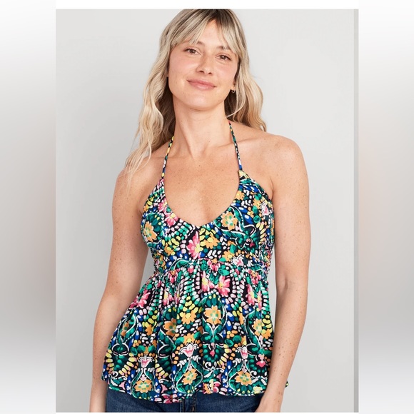 Bright, Colorful Crinkle Gauze Halter - Picture 6 of 6